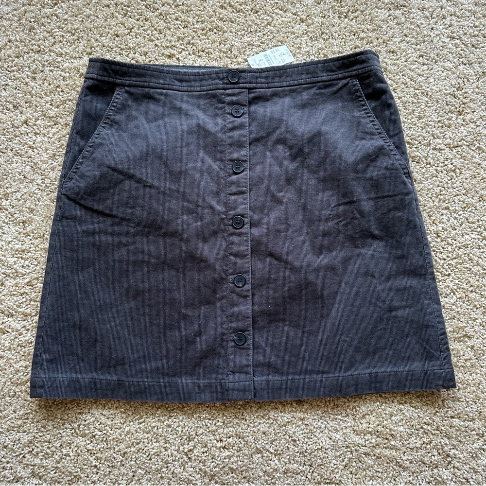 J. Crew Corduroy Button-Front Mini Skirt‎ in Charcoal Size 14
